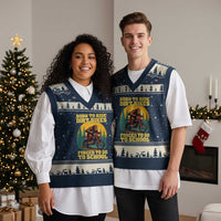 Funny Bigfoot Dirt Bike V-Neck Knit Sweater Vest Born To Ride Dirt Bikes Forced To Go To School - Wonder Print Shop