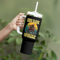 Funny Bigfoot Dirt Bike Tumbler With Handle Born To Ride Dirt Bikes Forced To Go To School