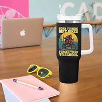 Funny Bigfoot Dirt Bike Tumbler With Handle Born To Ride Dirt Bikes Forced To Go To School