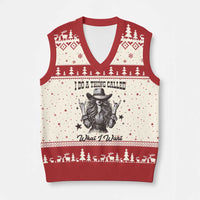 Black Cowgirl V-Neck Knit Sweater Vest I Do A Thing Called What I Want - Wonder Print Shop