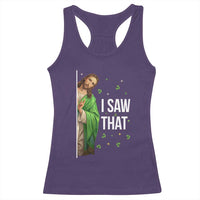 Christian Jesus St Patricks Day Meme Racerback Tank Top I Saw That
