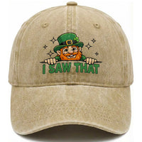 I Saw That Washed Cotton Baseball Cap Funny Leprechaun St Patricks Day Meme