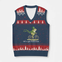 Funny Frog St Patricks Day Meme V-Neck Knit Sweater Vest Off To Get Shamrocked