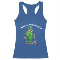 Funny Raccoon St Patricks Day Meme Racerback Tank Top Off To Get Shamrocked