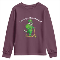 Funny Raccoon St Patricks Day Meme Youth Sweatshirt Off To Get Shamrocked