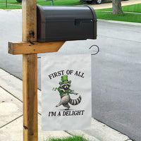 Funny Raccoon St Patricks Day Meme Garden Flag First Of All I Am Delight