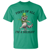 Funny Raccoon St Patricks Day Meme T Shirt First Of All I Am Delight