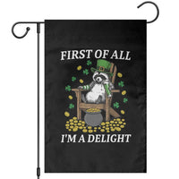 Funny St Patricks Day Raccoon Drinking Beer Garden Flag First Of All I Am Delight