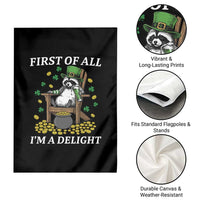 Funny St Patricks Day Raccoon Drinking Beer Garden Flag First Of All I Am Delight
