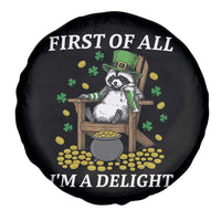 Funny St Patricks Day Raccoon Drinking Beer Spare Tire Cover First Of All I Am Delight