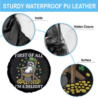 Funny St Patricks Day Raccoon Drinking Beer Spare Tire Cover First Of All I Am Delight