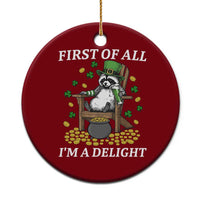Funny St Patricks Day Raccoon Drinking Beer Ceramic Ornament First Of All I Am Delight