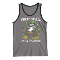 Funny St Patricks Day Raccoon Drinking Beer Tank Top First Of All I Am Delight