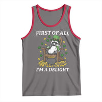 Funny St Patricks Day Raccoon Drinking Beer Tank Top First Of All I Am Delight