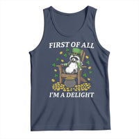 Funny St Patricks Day Raccoon Drinking Beer Tank Top First Of All I Am Delight