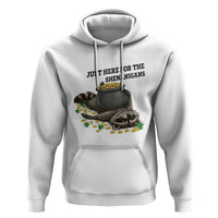 Funny Raccoon St Patricks Day Meme Hoodie Just Here For The Shenanigans