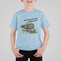 Funny Raccoon St Patricks Day Meme T Shirt For Kid Just Here For The Shenanigans