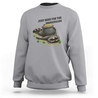 Funny Raccoon St Patricks Day Meme Sweatshirt Just Here For The Shenanigans