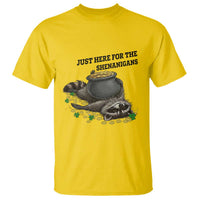 Funny Raccoon St Patricks Day Meme T Shirt Just Here For The Shenanigans