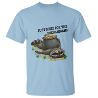 Funny Raccoon St Patricks Day Meme T Shirt Just Here For The Shenanigans