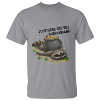 Funny Raccoon St Patricks Day Meme T Shirt Just Here For The Shenanigans