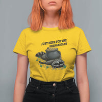 Funny Raccoon St Patricks Day Meme T Shirt For Women Just Here For The Shenanigans