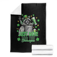 Funny Raccoon Drinking Beer St Patricks Day Throw Blanket Just Here For The Shenanigans