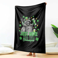 Funny Raccoon Drinking Beer St Patricks Day Throw Blanket Just Here For The Shenanigans