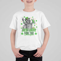 Funny Raccoon Drinking Beer St Patricks Day T Shirt For Kid Just Here For The Shenanigans