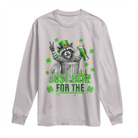 Funny Raccoon Drinking Beer St Patricks Day Long Sleeve Shirt Just Here For The Shenanigans