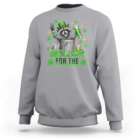 Funny Raccoon Drinking Beer St Patricks Day Sweatshirt Just Here For The Shenanigans