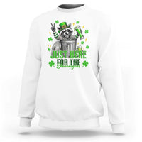 Funny Raccoon Drinking Beer St Patricks Day Sweatshirt Just Here For The Shenanigans