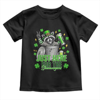 Funny Raccoon Drinking Beer St Patricks Day Toddler T Shirt Just Here For The Shenanigans