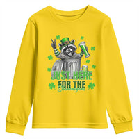Funny Raccoon Drinking Beer St Patricks Day Youth Sweatshirt Just Here For The Shenanigans
