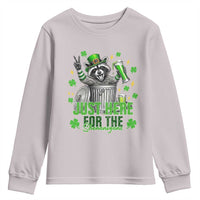 Funny Raccoon Drinking Beer St Patricks Day Youth Sweatshirt Just Here For The Shenanigans
