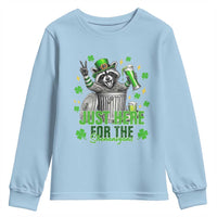 Funny Raccoon Drinking Beer St Patricks Day Youth Sweatshirt Just Here For The Shenanigans