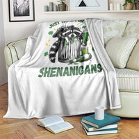 Funny Raccoon St Patricks Day Meme Throw Blanket Trash Panda Just Here For The Shenanigans