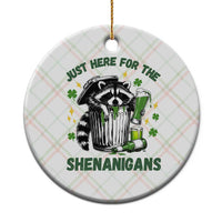 Funny Raccoon St Patricks Day Meme Ceramic Ornament Trash Panda Just Here For The Shenanigans