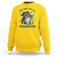 Funny Raccoon St Patricks Day Meme Sweatshirt Trash Panda Just Here For The Shenanigans