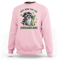 Funny Raccoon St Patricks Day Meme Sweatshirt Trash Panda Just Here For The Shenanigans