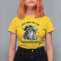 Funny Raccoon St Patricks Day Meme T Shirt For Women Trash Panda Just Here For The Shenanigans