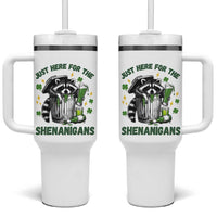 Funny Raccoon St Patricks Day Meme Tumbler With Handle Trash Panda Just Here For The Shenanigans