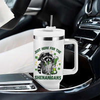 Funny Raccoon St Patricks Day Meme Tumbler With Handle Trash Panda Just Here For The Shenanigans