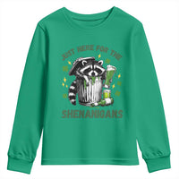 Funny Raccoon St Patricks Day Meme Youth Sweatshirt Trash Panda Just Here For The Shenanigans