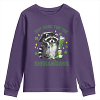 Funny Raccoon St Patricks Day Meme Youth Sweatshirt Trash Panda Just Here For The Shenanigans
