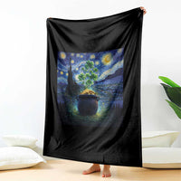 St Patricks Day Starry Night Shamrock Van Gogh Art Throw Blanket
