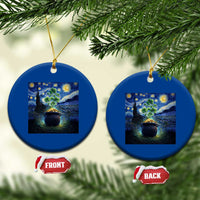 St Patricks Day Starry Night Shamrock Van Gogh Art Ceramic Ornament