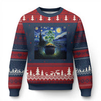 St Patricks Day Starry Night Shamrock Van Gogh Art Ugly Christmas Sweater