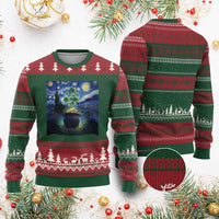 St Patricks Day Starry Night Shamrock Van Gogh Art Ugly Christmas Sweater