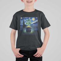 St Patricks Day Starry Night Shamrock Van Gogh Art T Shirt For Kid